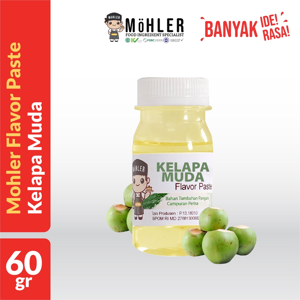 MOHLER Pasta perisa pewarna KELAPA MUDA / YOUNG COCONUT (KLIK KOMBO HEMAT UNTUK BELI 1 GRATIS 1)