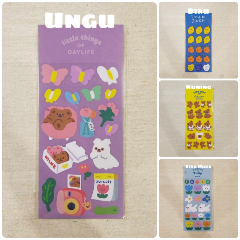 

Sticker Deco Kartun Beruang Buah Tulip Imut Korea