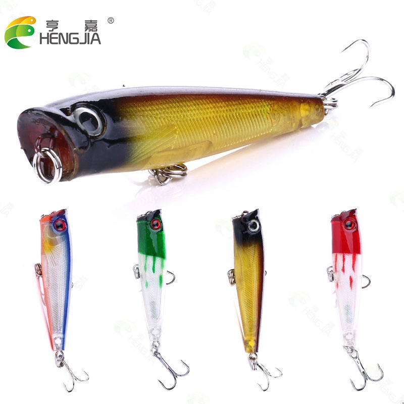 HENGJIA 4PCS/Lot Floating Fishing Lures 6.5CM 6.6G Popper Hard Artificial Bait Topwater Crankbait Tackle