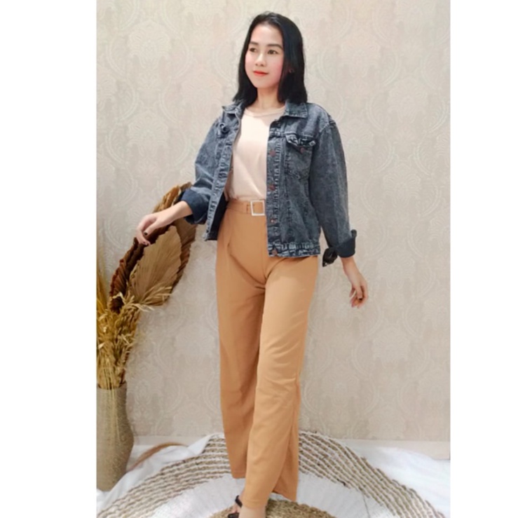 KISHA BELT CULLOTE | CELANA WANITA KULOT / Basic Long Pant Kisha Belt Cullote Pants