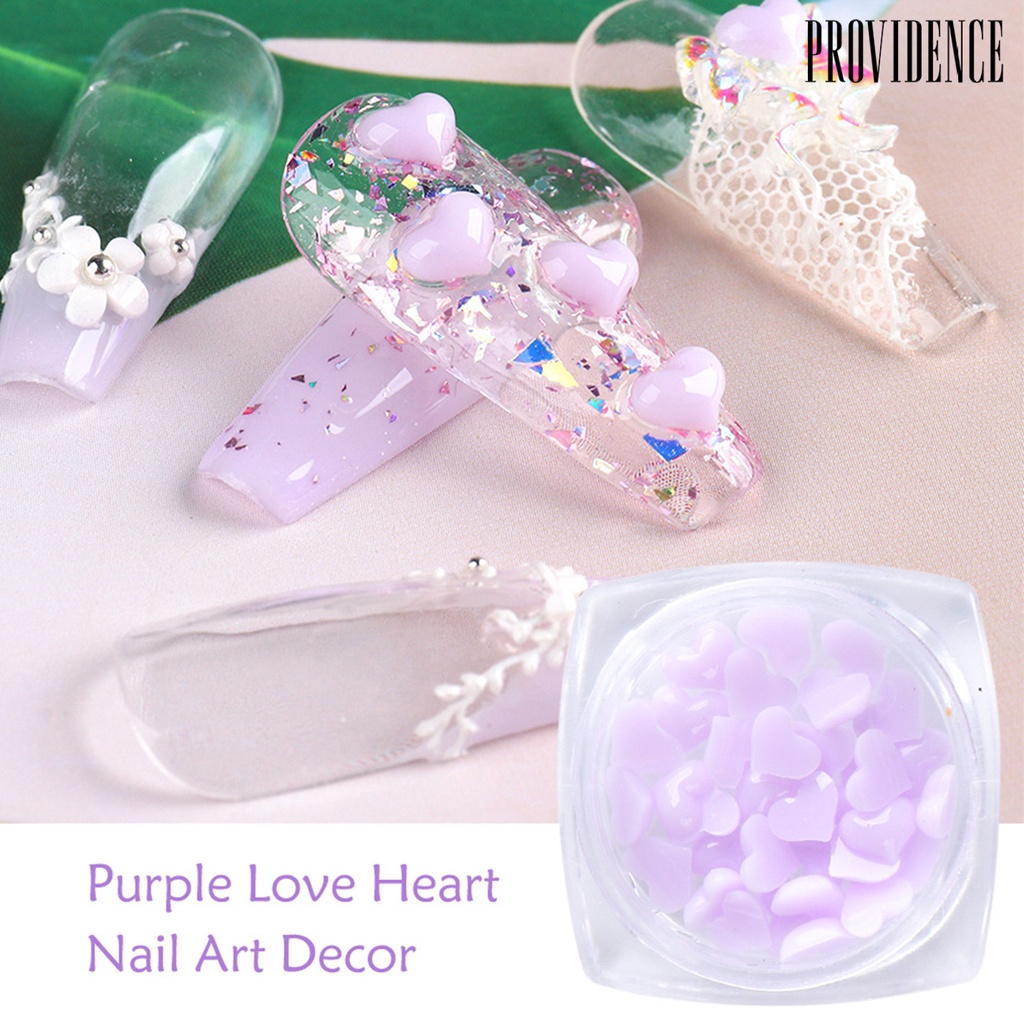 Providence 40Pcs/Box Nail Heart Ornament Flat Back 3D Effect Mini White Pink Heart Nail Art Decorations Charms for Manicure