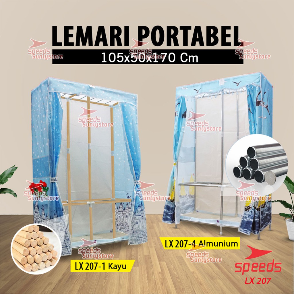 Lemari Baju  Portable Bongkar  Pasang Lemari Pakaian Rak 