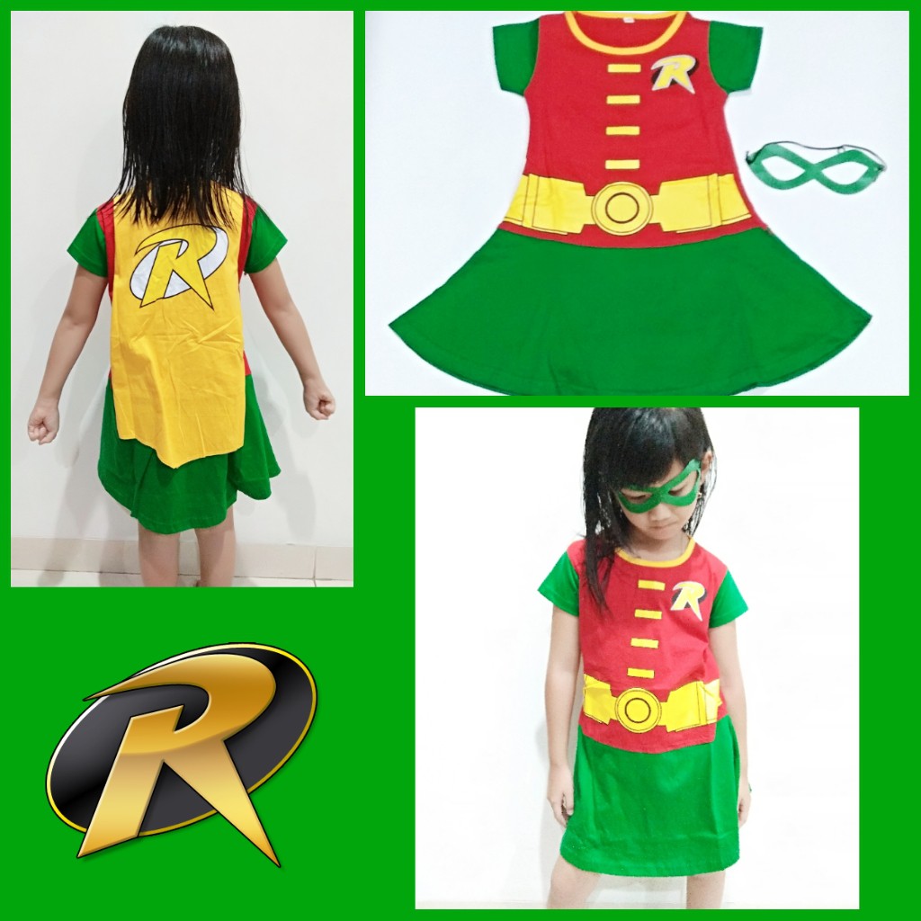 Dress Kostum Anak Robin Girl Karakter Superhero Cewek