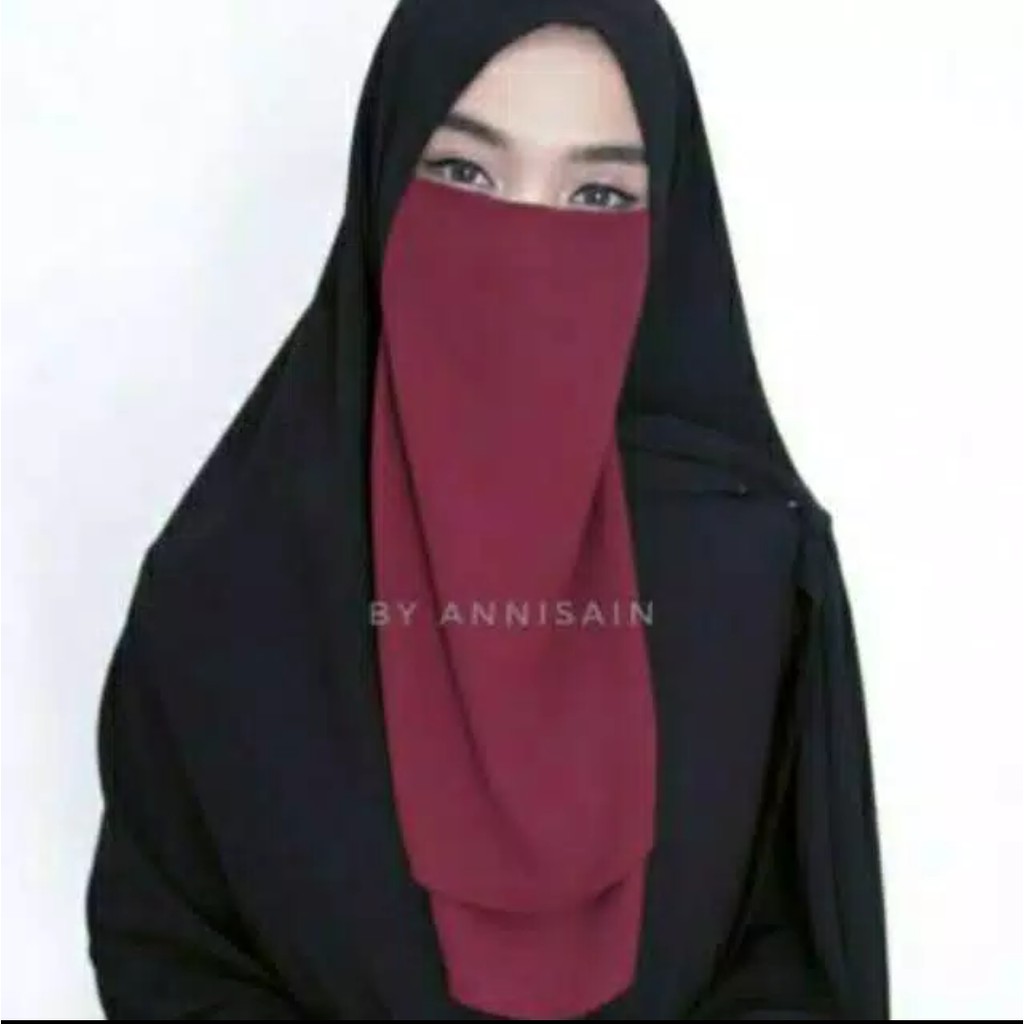 Cadar tali / cadar husna purdah 2 layer tanpa jahitan di bawah mata