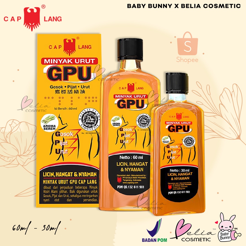 ❤ BELIA ❤ GPU Sereh Minyak Urut 30ml | 60ml Cap Lang