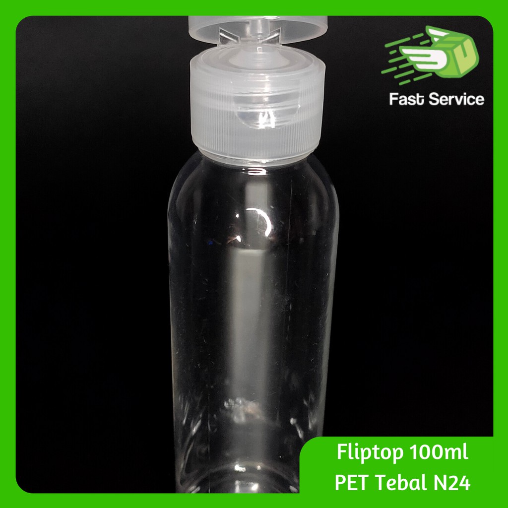 BOTOL PET 100ml Fliptop Bening KOSMETIK SABUN HAND SANITIZER