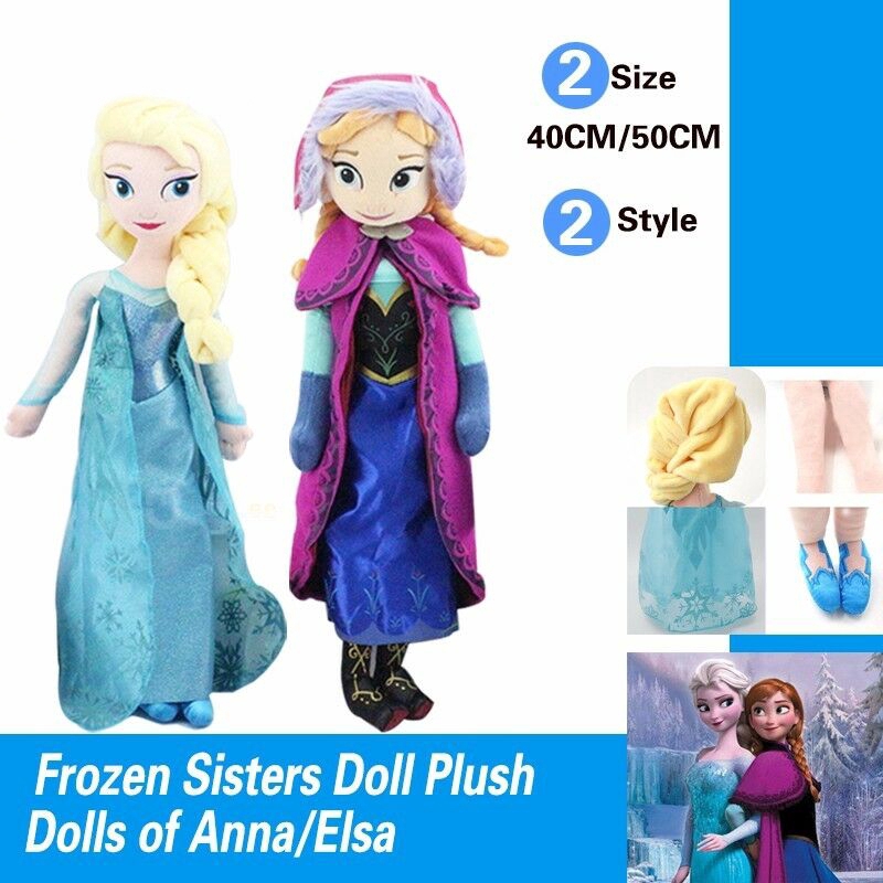 Boneka Frozen Princess Anna &amp; Elsa Lucu Bahan Plush untuk Hadiah