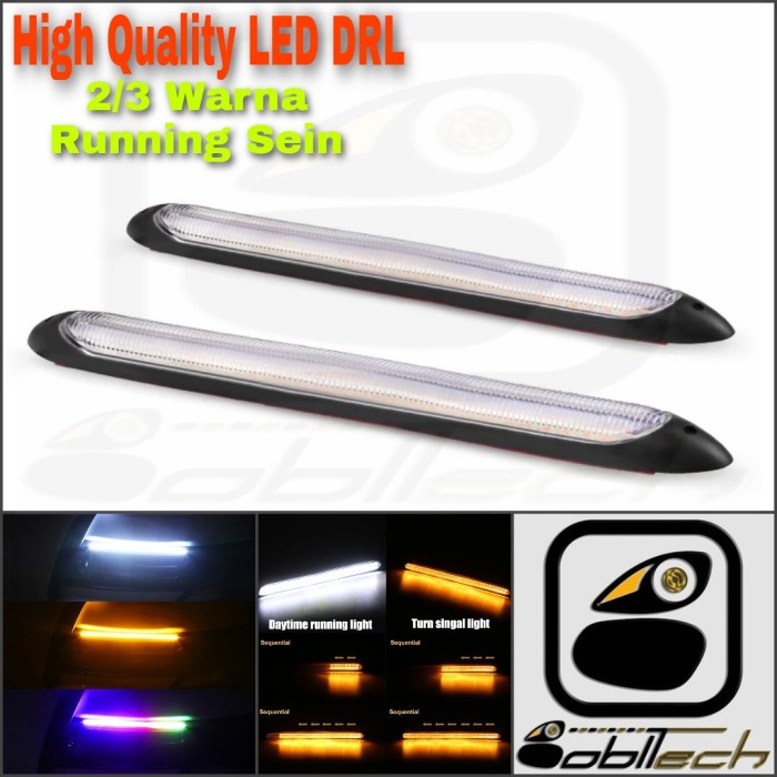 Lampu Led DRL Senja Running Sein BEAST HQ Mobil Motor - 2W Putih Kuning 15cm