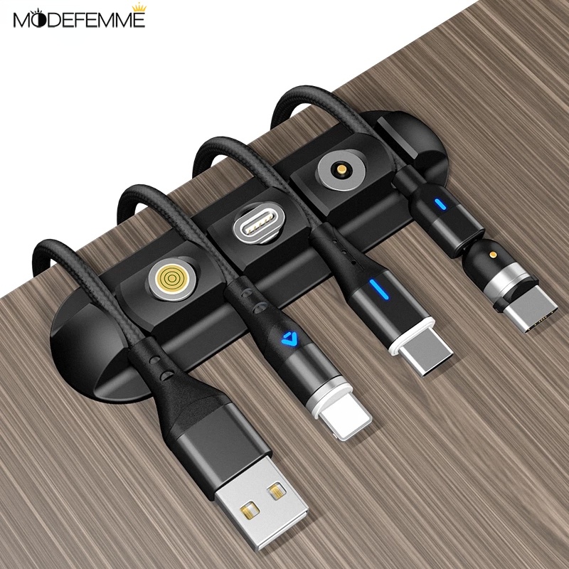 3 In 1 Case Kotak Penyimpanan Kabel Plug Konektor Magnetik Micro USB Tipe C Portabel Untuk Meja