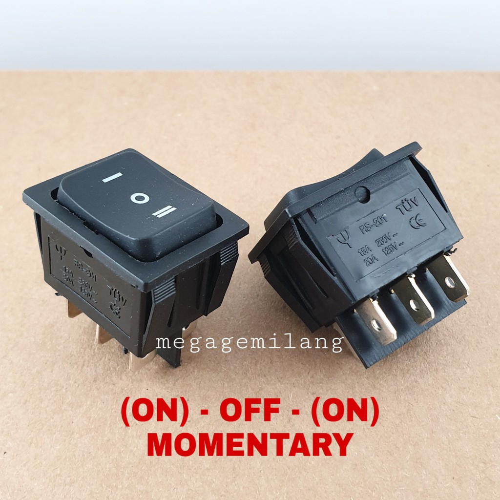 Rocker switch momentary (on) off (on)