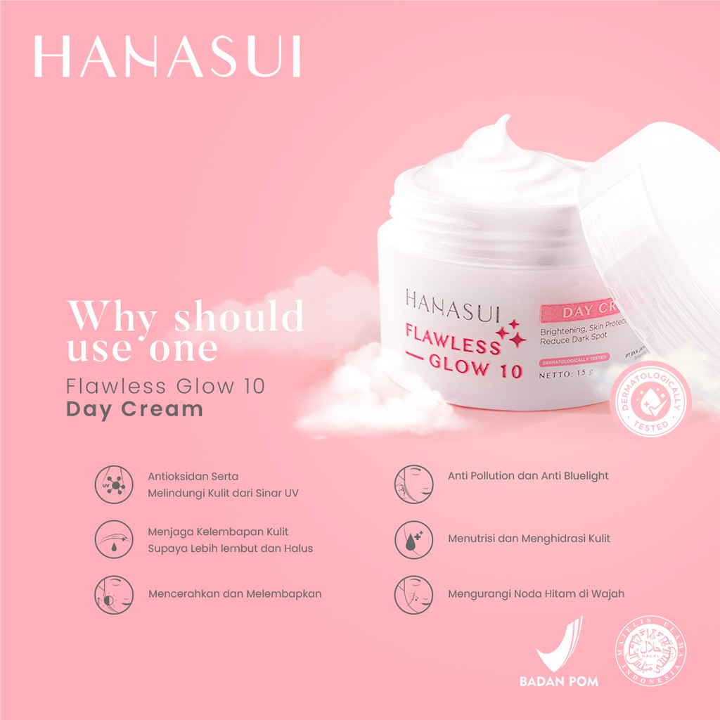 Hanasui Flawless Glow 10 Day Cream / Cream siang Glow