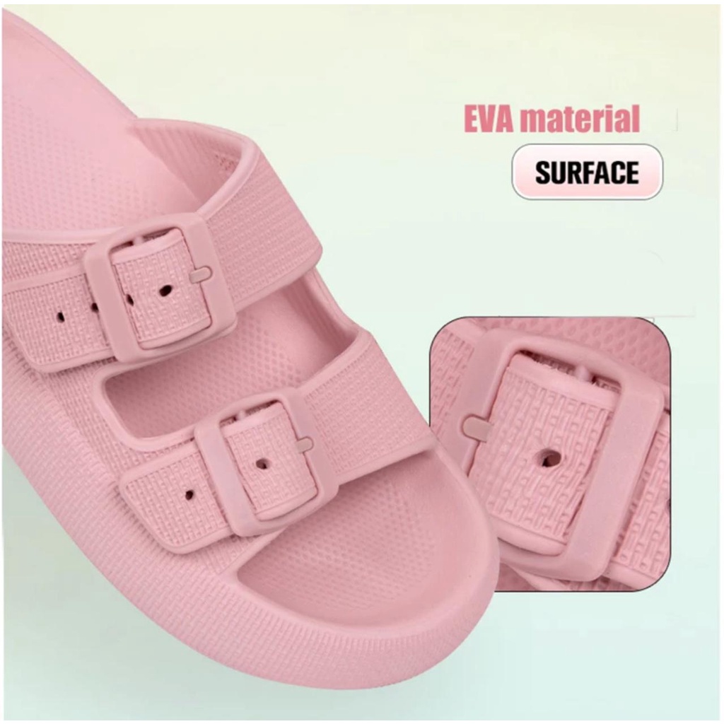 Sandal Hotel / Kamar Mandi Ban 2 Gesper Anti Slip Bahan EVA Empuk Tebal Import