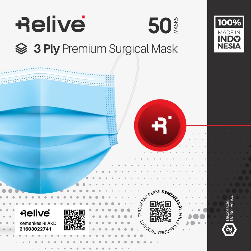 Surgical Mask 3 Ply Masker medis 3 ply premium earloop RELIVE