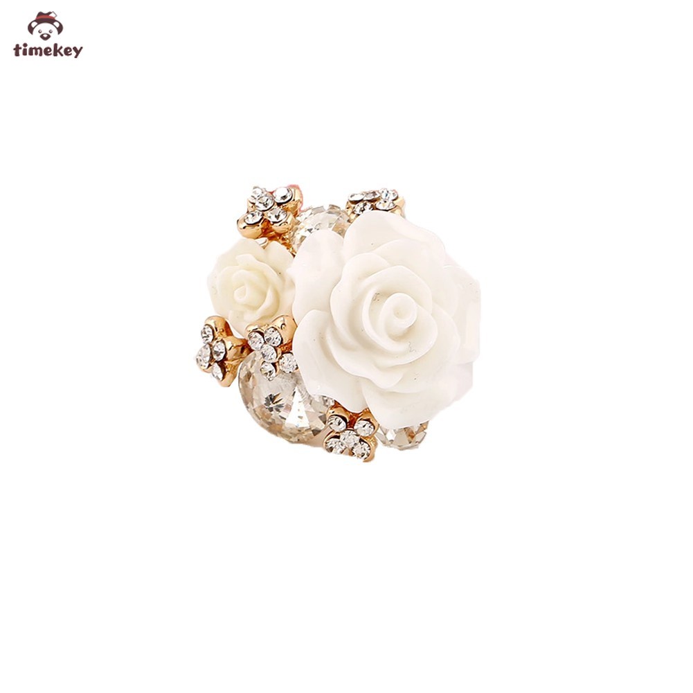 【TK】Luxury Crystal Resin Rhinestones Ball Zircon Flowers Ring Fashion Women Statement Jewelry Gifts Ring Size Adjustable