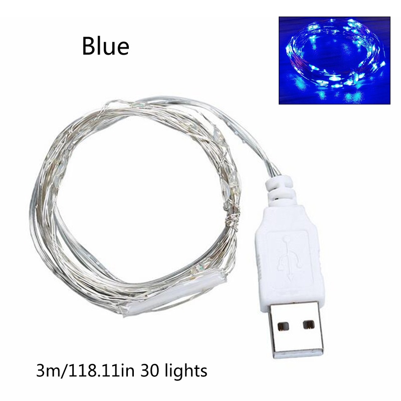 Ran Lampu String 30 LED 3m Tenaga USB Anti Air Untuk Dekorasi