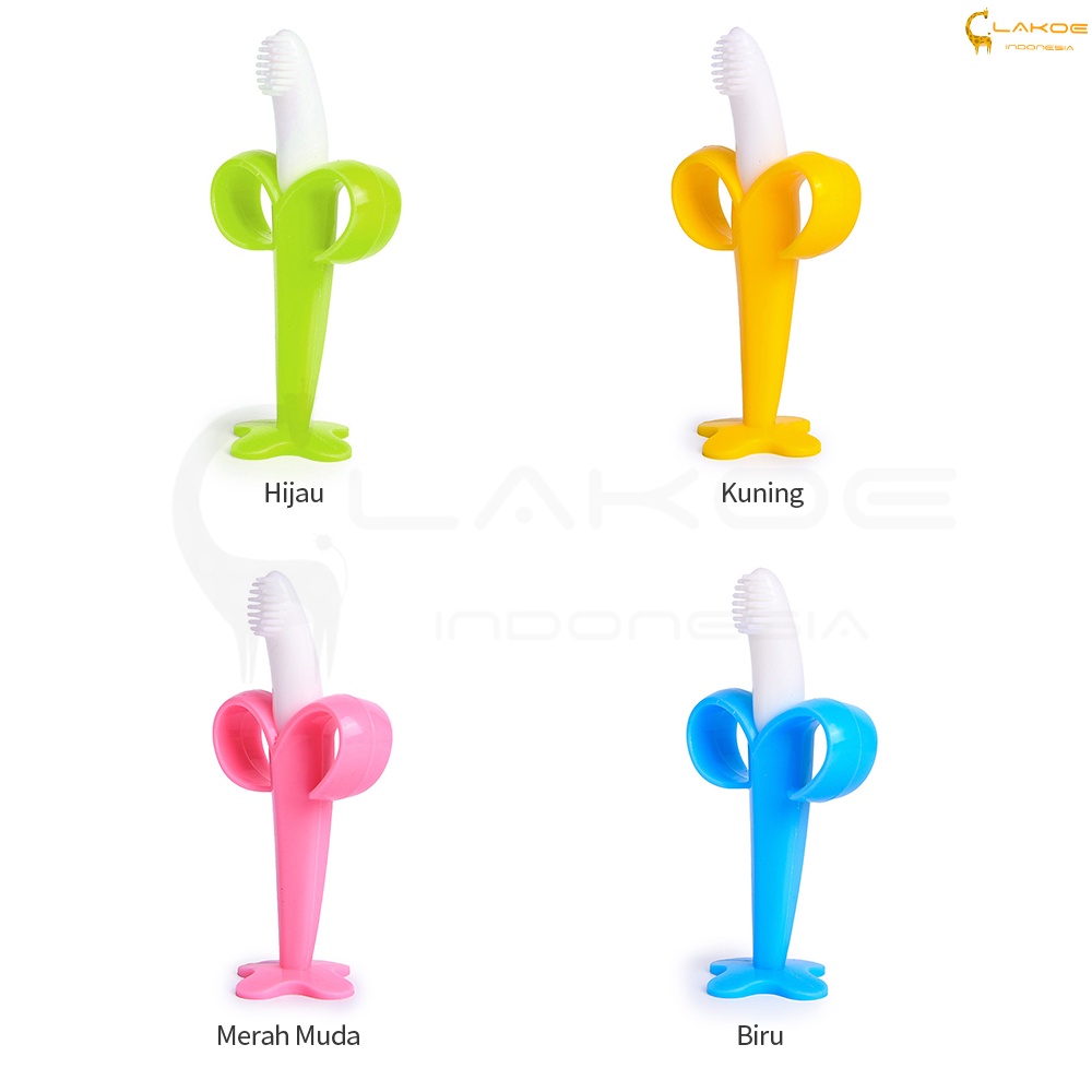 LAKOE Mainan gigitan bayi bentuk Pisang teether bayi bahan silikon