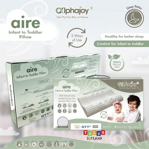 Alphajoy AIRE Infant to Toddler Pillow 100% Natural Latex Bantal contour postur tidur sehat anak bayi balita anti kuman