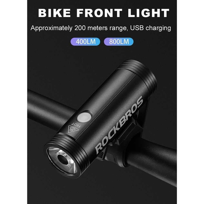 Promo Lampu Sepeda USB Rechargeable 2000mAh 400 Lumens (Rockbross RI-400) Berkualitas
