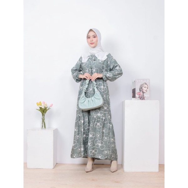 Winna Maxi Gamis - Dress Muslim Lengan Panjang Katun Lebaran