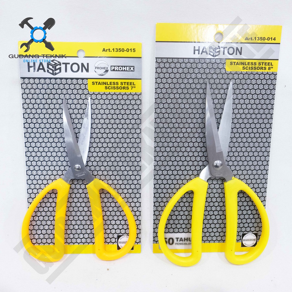 (KUNING) Gunting Kodok 7&quot; 1350-015 HASSTON PROHEX / Gunting Serbaguna Stainless 8&quot; 1350-014 - Gunting Multifungsi 7 8 Inch