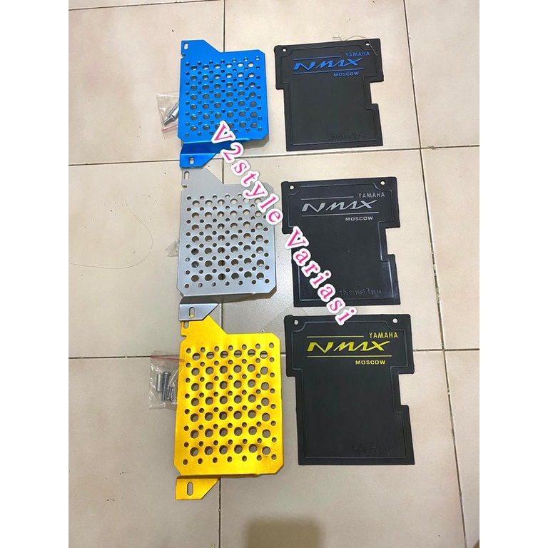 PAKET COVER RADIATOR YAMAHA NMAX OLD + MUDFLAP KARBON NMAX 155 LAMA TUTUP RADIATOR SET BAUT DAN BOSHIONG PNP BIRU MERAH SILVER GOLD KARET PENAHAN LUMPUR KARPET PELINDUNG MESIN DINAMO KUNING ALAS KOLONG SPAKBOR CARBON THAILAND 2015 2016 2017 2018 2019