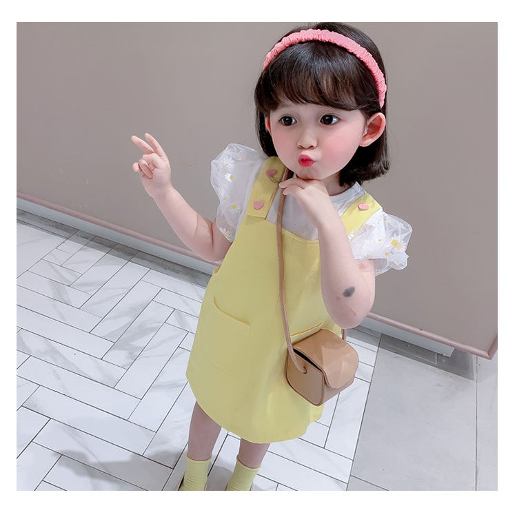 Dress Anak Perempuan overall rok+dalaman kaos lengan pendek dress bayi cewek lucu style import-3