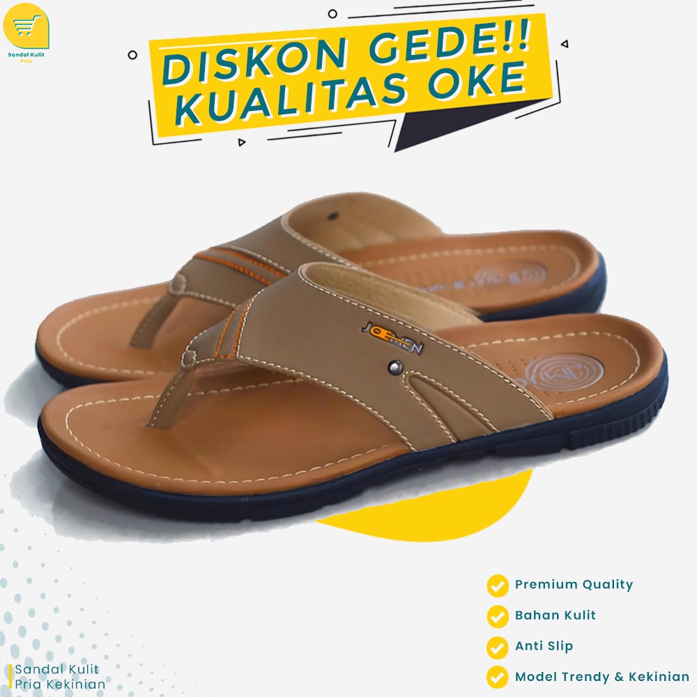 Sandal Kulit Pria Dewasa Model Jepit Japit Asli Terbaru Kekinian Casual Keren Modern Branded Terlari