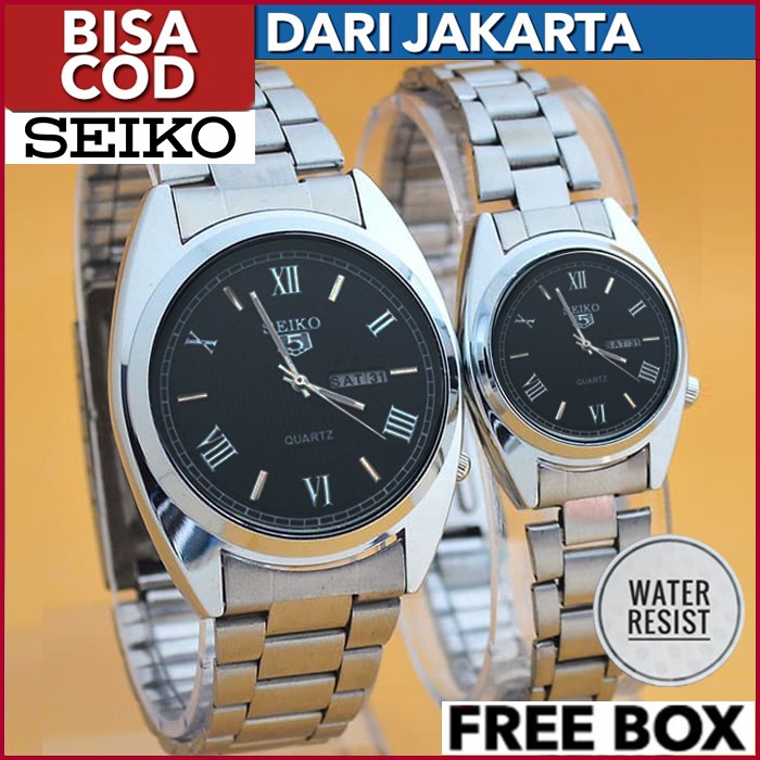 SEIKO Jam Tangan Couple Watch Korea Fashion Stainless Steel Analog Quartz Men Women Watch SK002
