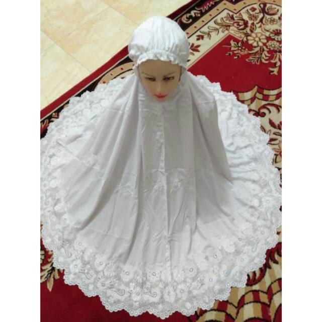 Mukena bordir dewasa putih polos bukittinggi