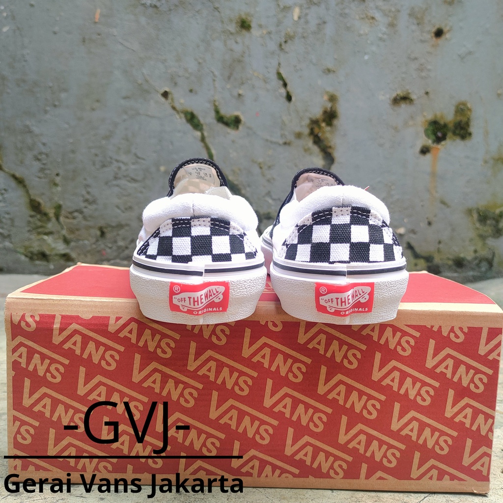 (BISA GRAB) VANS SLIP ON CLASSIC CHECKERBOARD BLACK WHITE WAFFLE DT PREMIUM | VANS SLIP ON ORIGINAL-7