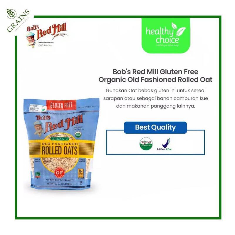 

Bob's Red Mill - Gluten Free Organic Old Fashioned Rolled Oats 907g