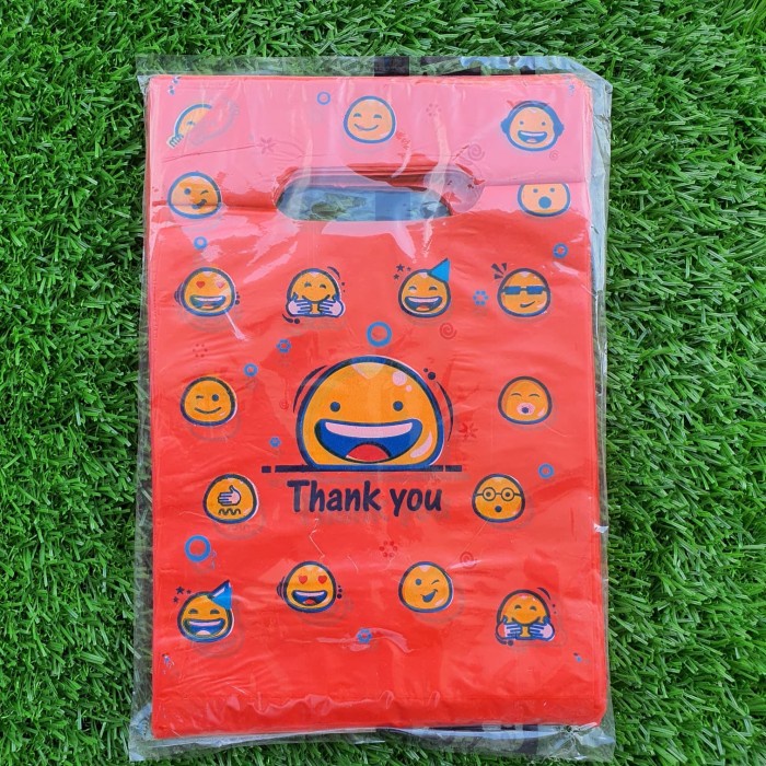 

SALE isi 100pc Kantong Plastik Pond Oval Motif Smile Thank You 15x22 Cm - Merah