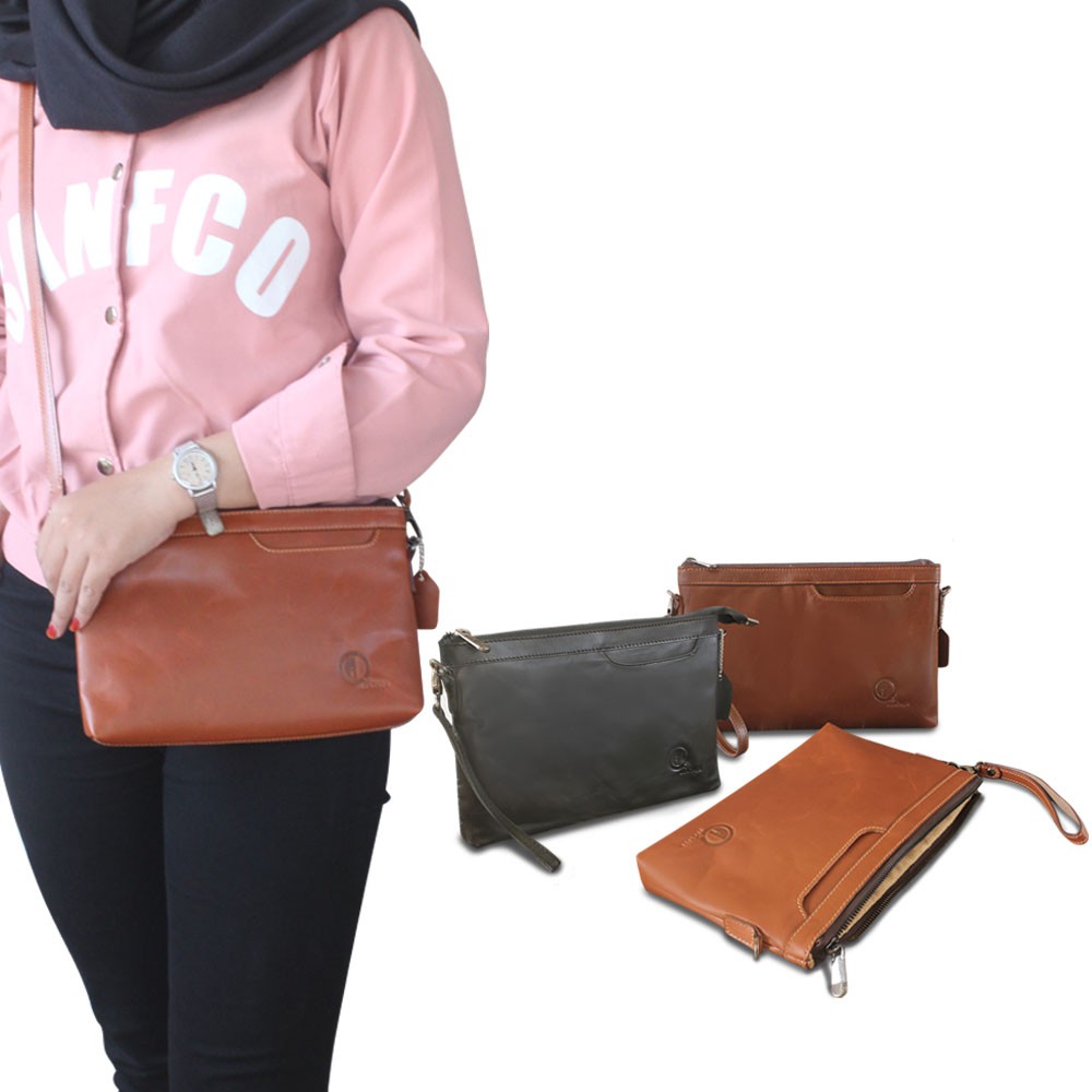 HAND BAG KULIT ASLI WANITA PRIA 2FUNGSI PEMAKAIAN CLUTH KULIT SAPI ASLI 100% KUALITAS PREMIUM HB07