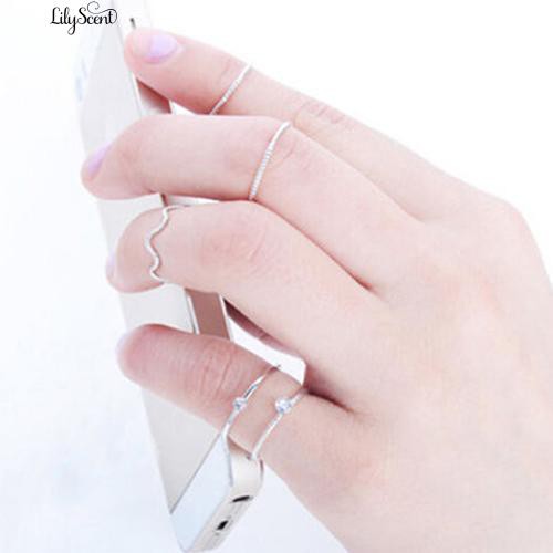 5 Pcs / Set Cincin Gelombang Stack Di Atas Knuckle Rings