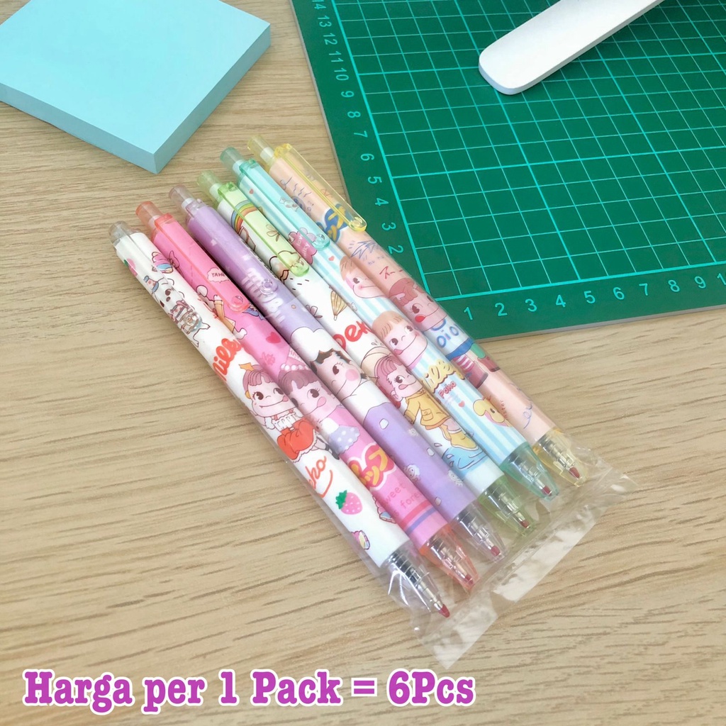 6 pcs Pena Bolpoin Pulpen Bulpen Cetek Gel Cair 0.5 mm ST0032 OSM