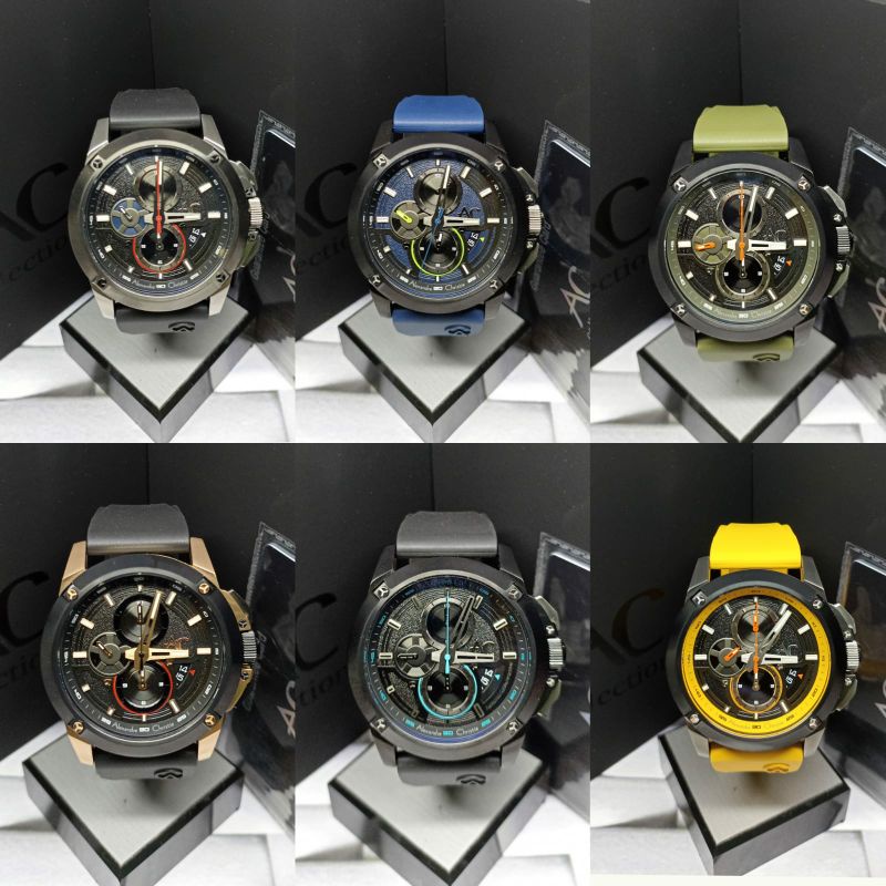 Jam Tangan Pria Alexandre Christie 9602 AC9602 AC 9602 Tali Karet / Rubber