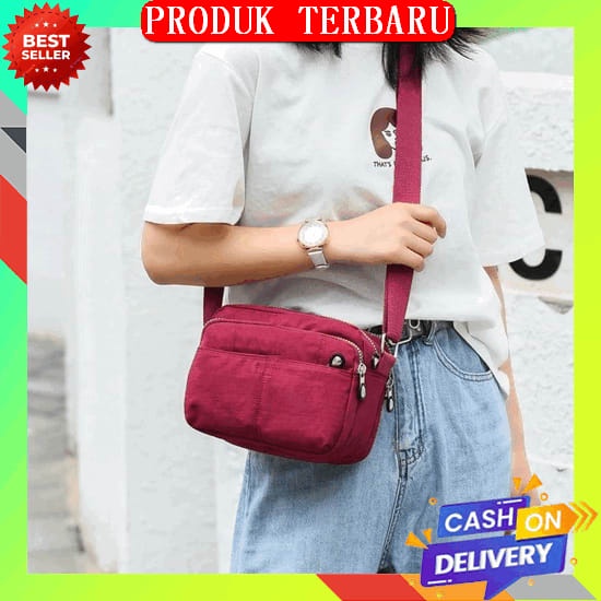 Tas Slempang Kanvas Mvp Premium Multifungsi Banyak Kantong (Muat Ipad) Tas Sling Bag Wanita Croco Ra
