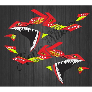  STIKER  STRIPING DECAL SUZUKI GSX R 150 SHARK MANG UP MERAH 