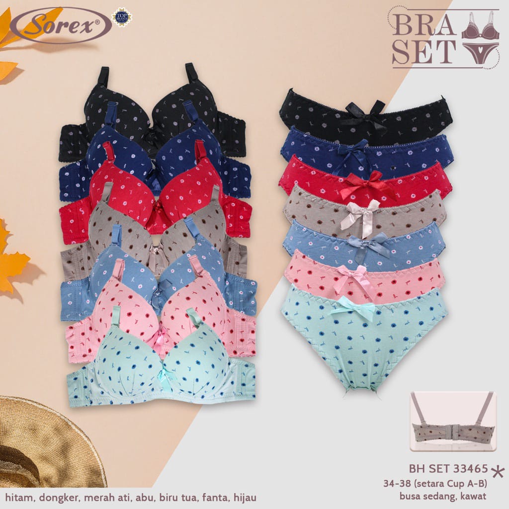 (Set Bra) Bh Bra Set Sorex 33465 (Cup Sedang) Motif | Busa Sedang Pakai Kawat |kpx