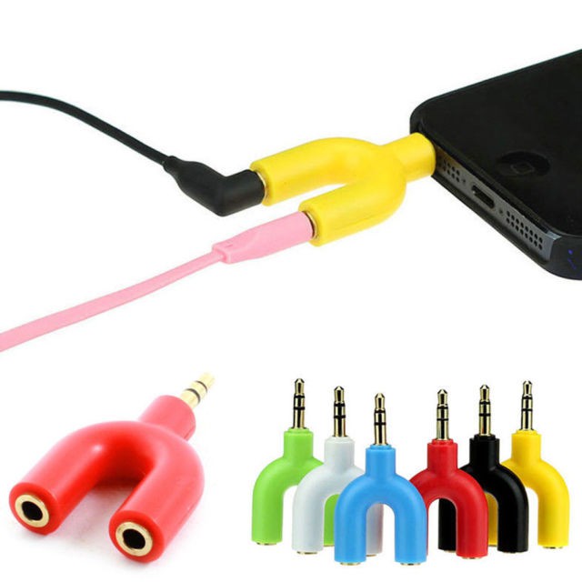 Trend-Audio Splitter U Shape 2in1 Jack 3.5mm to Dual Female Headset + Mic 2 Lubang Colokan Microphon