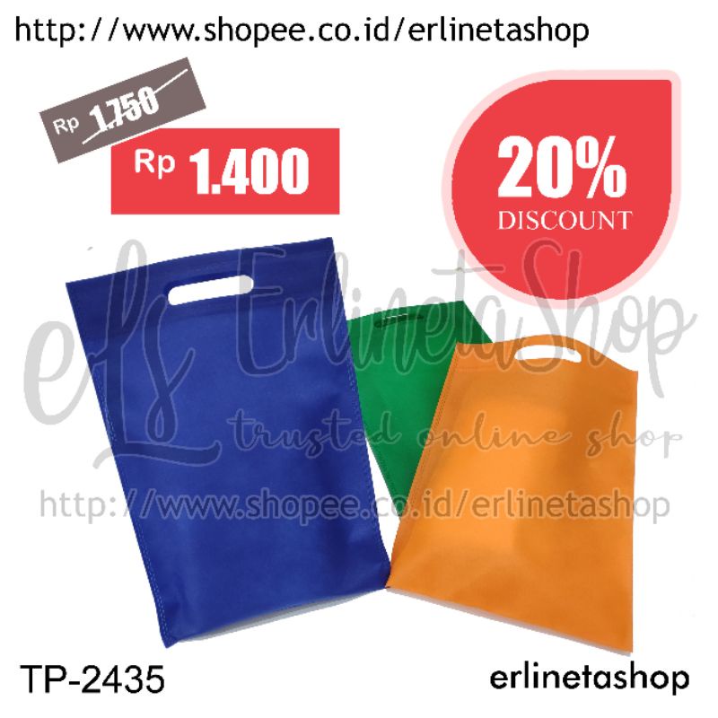 

Tas plong 24x35 SEDANG / tas oval press / tas belanja / tas seminar / goodie bag / tas spunbond 65 gsm
