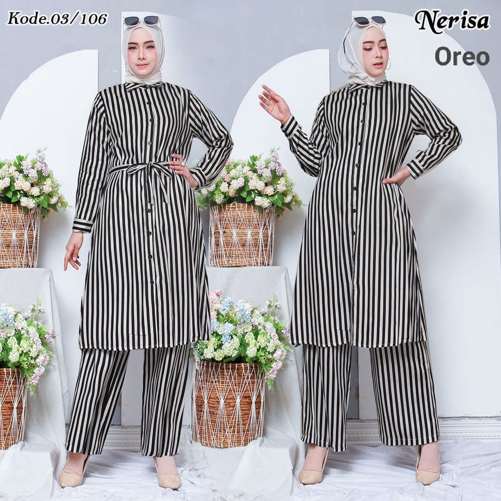 ONE SET RAYON PREMIUM LONG TUNIK/SETELAN BAJU WANITA size  L-XL-XXL-5L