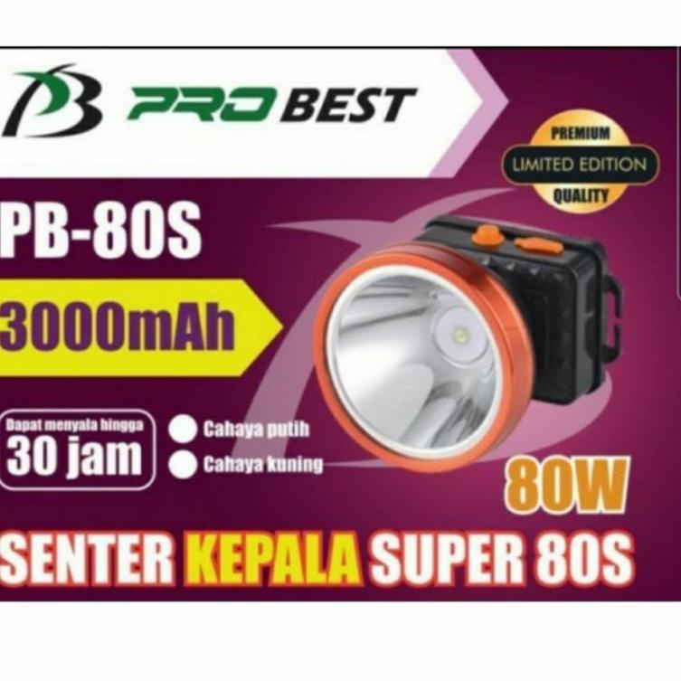 BLN.26449 • (PSS) senter kepala LED / Headlamp LED PROBEST PB-80S/PB-50S/PB-30S/Valescom 80Watt