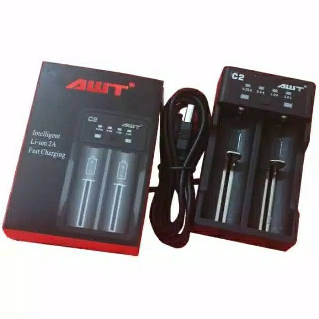 Charger bateri 18650 Awt c2 charger 2 slot Awt C2 / Carger C2