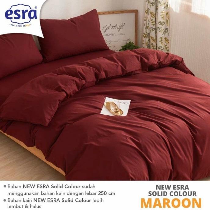 SPREI DAN BEDCOVER ALL SIZE BAHAN KATUN ESRA POLOS MAROON VF125SDVE