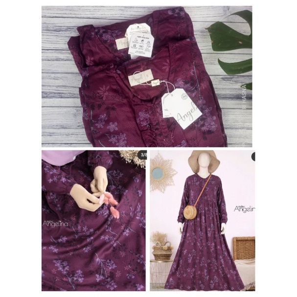 SIAP KIRIM❗Sarah Dress Winter Floral Dark Cherry S