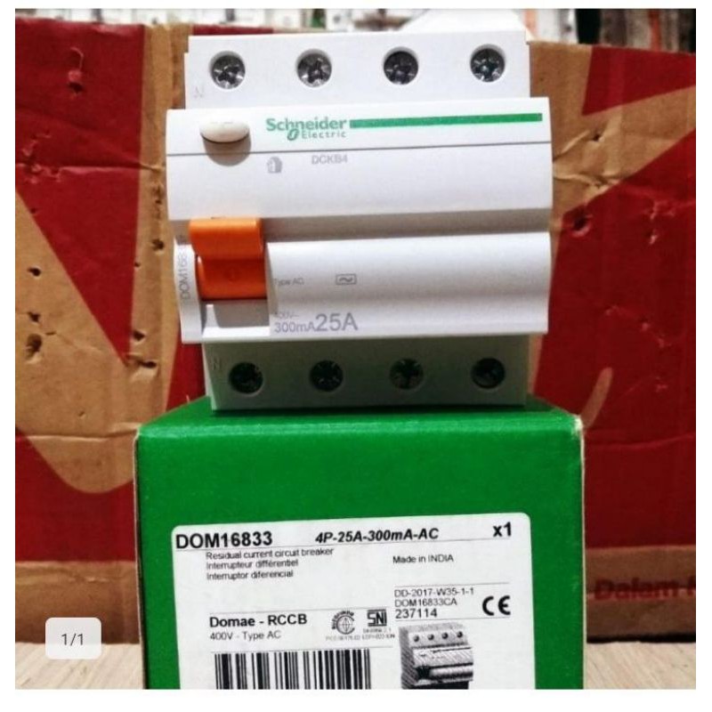 Schneider ELCB/RCCB 4P 25A 300mA AC