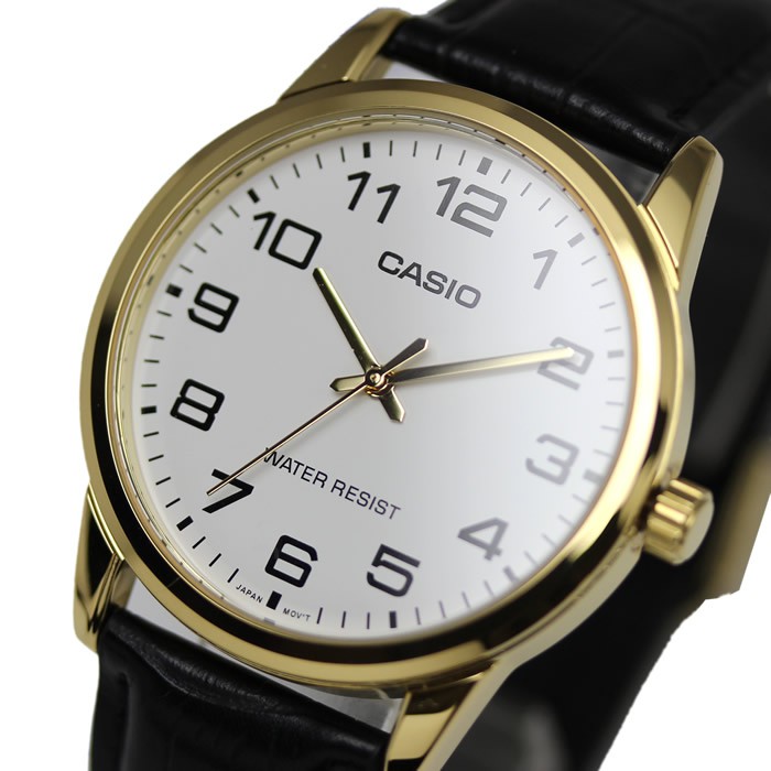 Casio Original MTP-V001GL (Luxurious And Glamorous) Jam Tangan Pria - Gold - Kulit - Analog