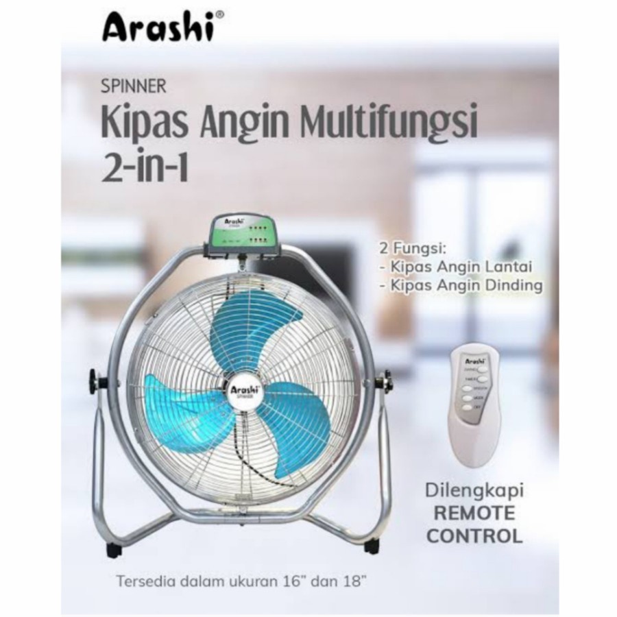 ARASHI Kipas Angin Floor Fan 18&quot; SPINNER - Garansi resmi 1 Tahun