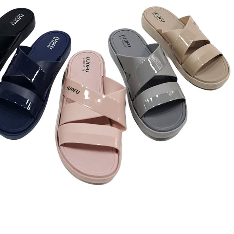 ◘ LUOFU Sandal Kokop Jelly Karet Eva Kokop SIlang Wanita E7185-E16 [E01] ۝